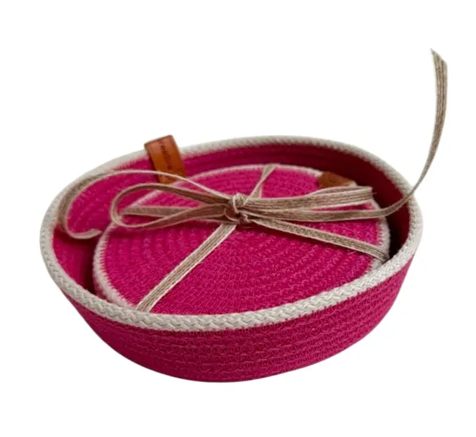 Basket & 4 Coasters Set (Ecru nature)