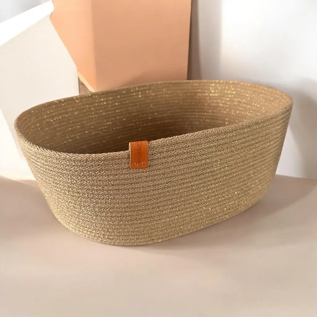 Large-capacity oval basket (Ecru natur)