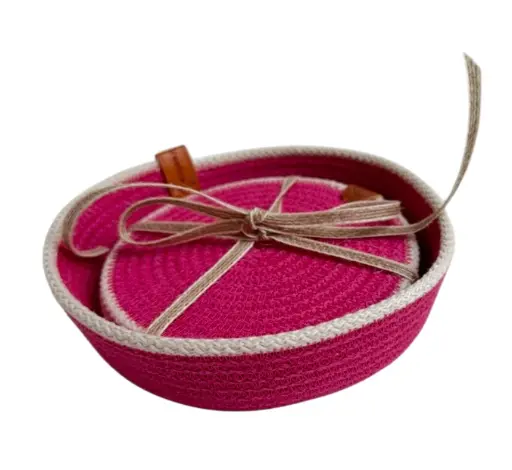 Basket & 4 Coasters Set